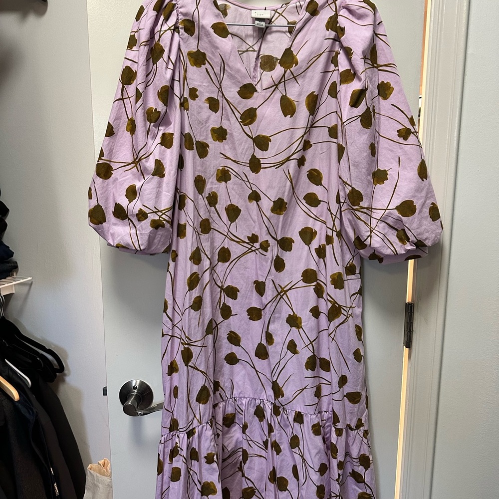 a new day Long Sleeve Floral Dress in Lavender and Olive